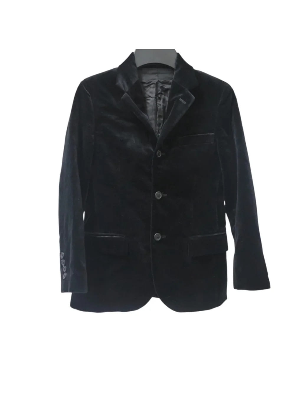 Polo Ralph Lauren Boys 3-Button Black Side-Vent Velvet Blazer Made In Italy 10